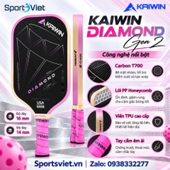 Vợt Pickleball Kaiwin Diamond Gen 2 Carbon T700 cao cấp – Mặt nhám, tạo xoáy, công thủ toàn diện