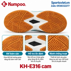 Giày cầu lông, giày pickleball nam nữ Kumpoo E316 màu cam chính hãng