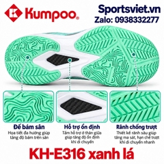 Giày cầu lông, giày pickleball nam nữ Kumpoo E316 màu xanh lá chính hãng