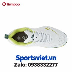 Giày cầu lông, giày pickleball nam nữ Kumpoo E317 màu trắng xanh lá chính hãng