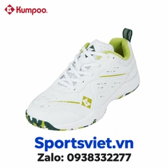 Giày cầu lông, giày pickleball nam nữ Kumpoo E317 màu trắng xanh lá chính hãng