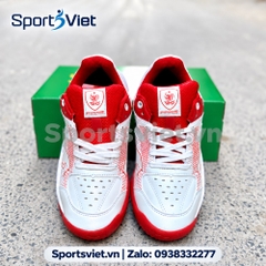 Giày bóng chuyền, pickleball VHD Infiniti trắng đỏ cổ thấp nam nữ – Giày cày sân bê tông, chơi cầu lông, bóng bàn, Pickleball