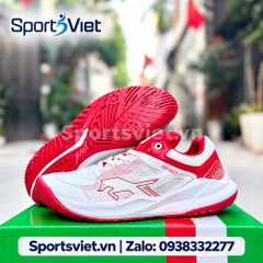 Giày bóng chuyền, pickleball VHD Infiniti trắng đỏ cổ thấp nam nữ – Giày cày sân bê tông, chơi cầu lông, bóng bàn, Pickleball