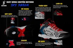Giày Bóng chuyền chính hãng Beyono Sky Dream - màu xám
