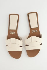 Dép quai da Zara Trắng