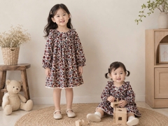 BG-Đầm TD hoa nhí Happyly Grey 0826