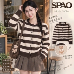 Áo TD len Cardigan Trám/Thêu Gấu Sọc