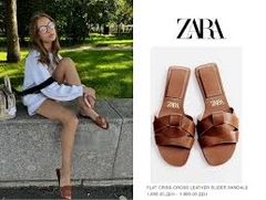 Dép quai da Zara Nâu