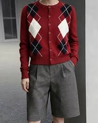Áo TD len Cardigan Trám/Thêu Gấu Sọc