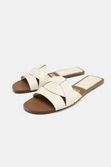 Dép quai da Zara Trắng