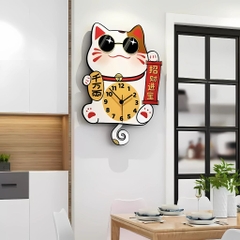Đồng Hồ Treo Tường Mèo Thần Tài CL088 Mang Tài Lộc