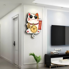 Đồng Hồ Treo Tường Mèo Thần Tài CL088 Mang Tài Lộc