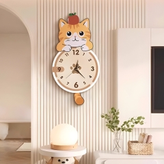 Đồng Hồ Treo Tường Mèo Cute Có Đuôi Lắc CL104