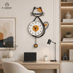 Đồng hồ treo tường quả lắc mèo may mắn CL058