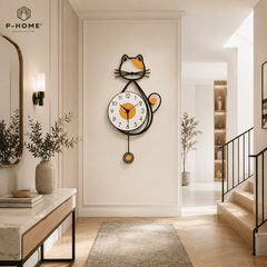 Đồng hồ treo tường quả lắc mèo may mắn CL058