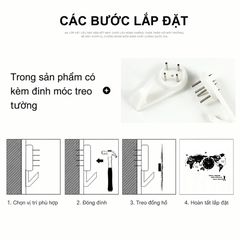 Đồng hồ treo tường bản đồ thế giới P-HOME