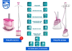 Bàn ủi hơi nước đứng Philips GC512 (Trắng phối Hồng ) - 1600W - 3 cấp độ hơi - Bảo hành 24 tháng (tương Đương GC514 )