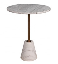 MARBLE SIDE TABLE - CONE FRUSTUM SHAPED BASE - T6 - VIETNAM CRÉME VOLAKAS