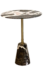 MARBLE SIDE TABLE - CONE FRUSTUM SHAPED BASE - T6 - COW BROWN