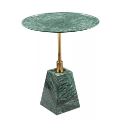 MARBLE SIDE TABLE - PYRAMID FRUSTUM SHAPED BASE - T5- INDIA GREEN