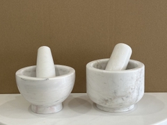 REAL MARBLE - MORTAR & PESTLE - EX03 - MILKY WHITE