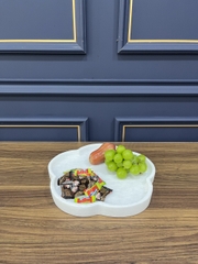 REAL MARBLE - FIVE PETAL FLOWER TRAY - EXMTR08 - CRYSTAL WHITE