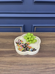 REAL MARBLE - FIVE PETAL FLOWER TRAY - EXMTR09 - TRAVERTINE