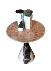 MARBLE LOW SIDE TABLE - CONE SHAPED BASE - T16