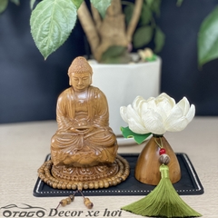 Tượng phật Adida để ô tô gỗ bách xanh thơm