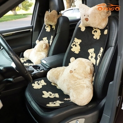 Bộ Gối Và Tựa Lưng Gấu Nâu Dễ Thương Cho Ô Tô
