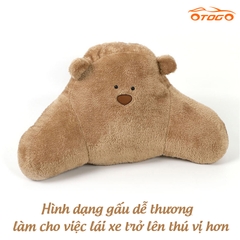 Bộ Gối Và Tựa Lưng Gấu Nâu Dễ Thương Cho Ô Tô