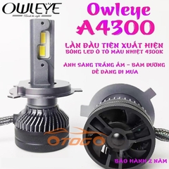 Đèn Led Ô Tô Owleye A4300 Chân H4, Nhiệt Màu Vàng Nắng 4300K Siêu Bám Đường 55W