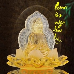 Tượng Phật Bà Quan Âm Tọa Đài Sen Ngọc Lưu Ly Cao Cấp
