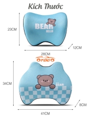 set gối và tựa lưng gấu bear màu xanh dương