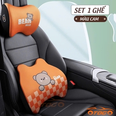 Bộ Gối và Tựa Lưng Gấu Bear Bằng Cao Su Non Cho Ô Tô
