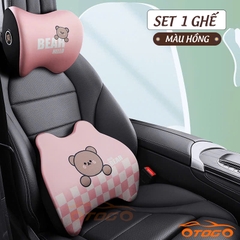 Bộ Gối và Tựa Lưng Gấu Bear Bằng Cao Su Non Cho Ô Tô