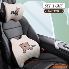 Bộ Gối và Tựa Lưng Gấu Bear Bằng Cao Su Non Cho Ô Tô