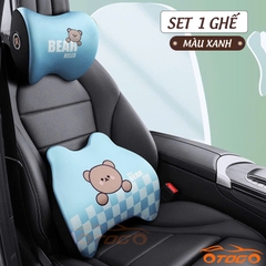 set gối và tựa lưng gấu bear màu xanh dương