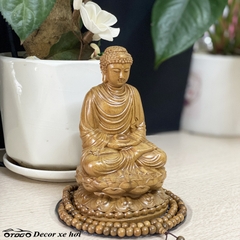 Tượng Thích Ca Gỗ Bách Xanh để ô tô , Tượng Bổn Sư Thích Ca Mâu Ni Phật gỗ thơm Trang trí xe hơi