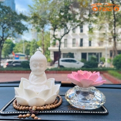 Tượng Phật Như Lai Sứ Trắng Tọa Đài Sen Và Liên Hoa
