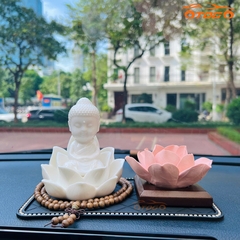 Tượng Phật Như Lai Sứ Trắng Tọa Đài Sen Và Liên Hoa