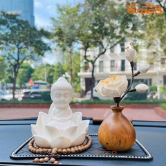 Tượng Phật Như Lai Sứ Trắng Tọa Đài Sen Và Liên Hoa
