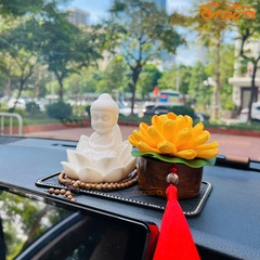 Tượng Phật Như Lai Sứ Trắng Tọa Đài Sen Và Liên Hoa