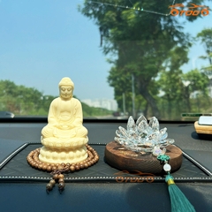 tượng phật thích ca ngà và liên hoa để ô tô