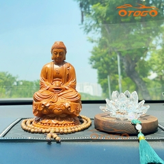 tượng phật adida gỗ và liên hoa để ô tô