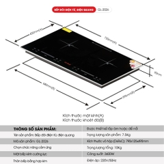 Bếp điện từ đôi - điện quang gali GL-2026 3600w Chất lượng hàng hóa nhập khẩu (Tem hợp quy CR)