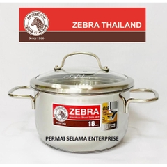 NỒI INOX ZEBRA 3 Đáy Extreme Infinity  NẮP KÍNH  - đủ size 18, 20, 22,24cm 162295 -  Nhập Khẩu Thái Lan
