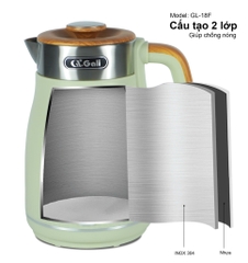 Ấm nấu nước siêu tốc gali GL-18F New công suất 1500W dung tích 1.8L Chất lượng hàng hóa nhập khẩu (Tem hợp quy CR)