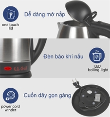 Ấm nấu nước GL-0025 công suất 1800w-2150W  dung tích 2.5L Chất lượng hàng hóa nhập khẩu (Tem hợp quy CR)