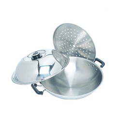 CHẢO XỬNG HẤP WOK INOX 304 ZEBRA 42CM- 176202 - Nhập khẩu Thái Lan